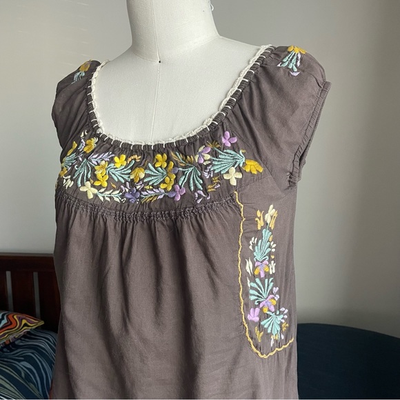 V1053 FREE PEOPLE Floral Embroidered Cotton Top - Picture 6 of 6